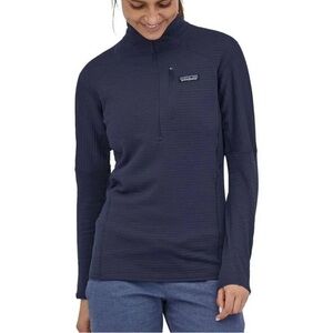 Patagonia Navy Women’s R1 Midlayer Fleece Pullover Outdoor Hiking Warm S…